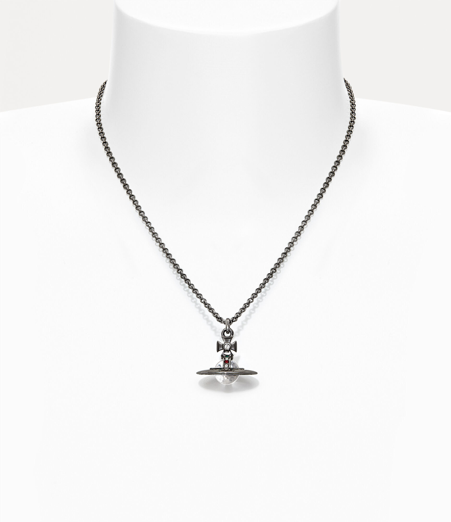Mayfair Small Orb Pendant Necklace in RHODIUM-Crystal | Vivienne Westwood®